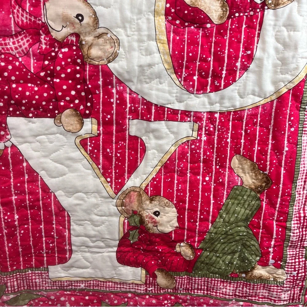 Handmade Quilt Christmas JOY Mice & Holly-small size